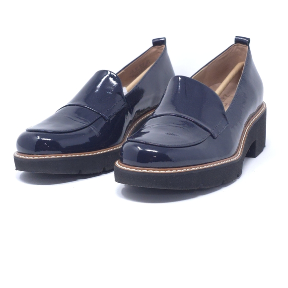 Naturalizer Shoes - Naturalizer Darry Navy Patent Leather Loafers 6.5W Wide Comfort Shoes